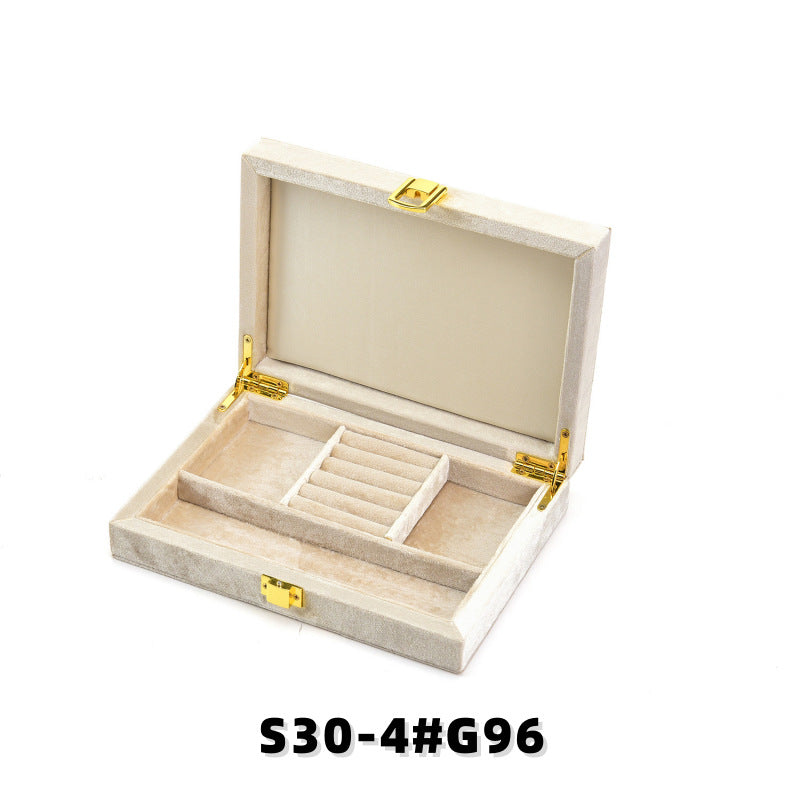 Velvet Jewelry Box with Gold Clasp, Multi-Compartment Organizer for Rings, Earrings & Necklaces, Vanity & Drawer Storage
