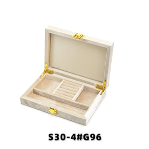 Velvet Jewelry Box with Gold Clasp, Multi-Compartment Organizer for Rings, Earrings & Necklaces, Vanity & Drawer Storage