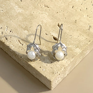 Hollow flower pearl earring settings