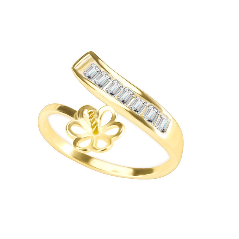 Simple cubic pearl ring setting