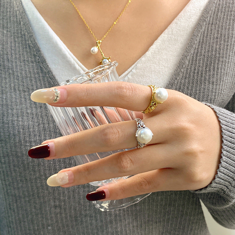 Vintage look style pearl ring setting