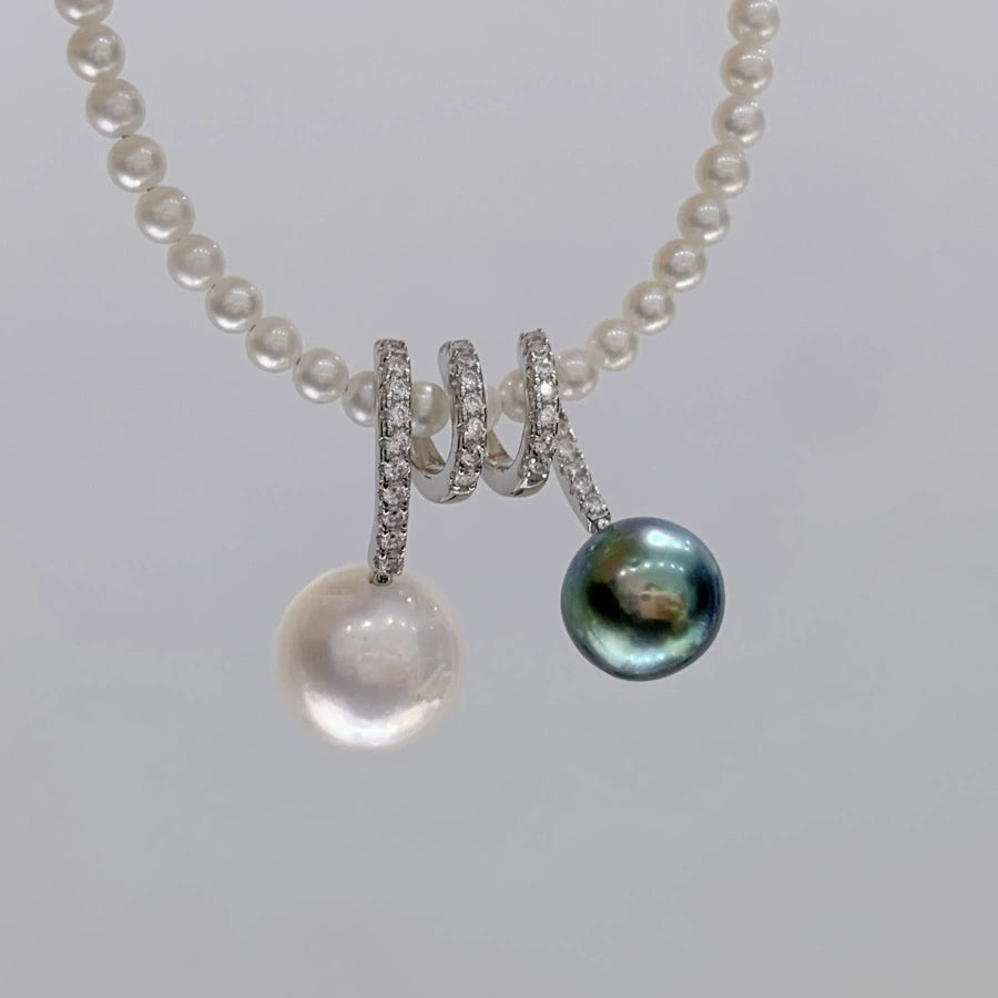 S925 sterling silver three-dimensional double bead SETTING