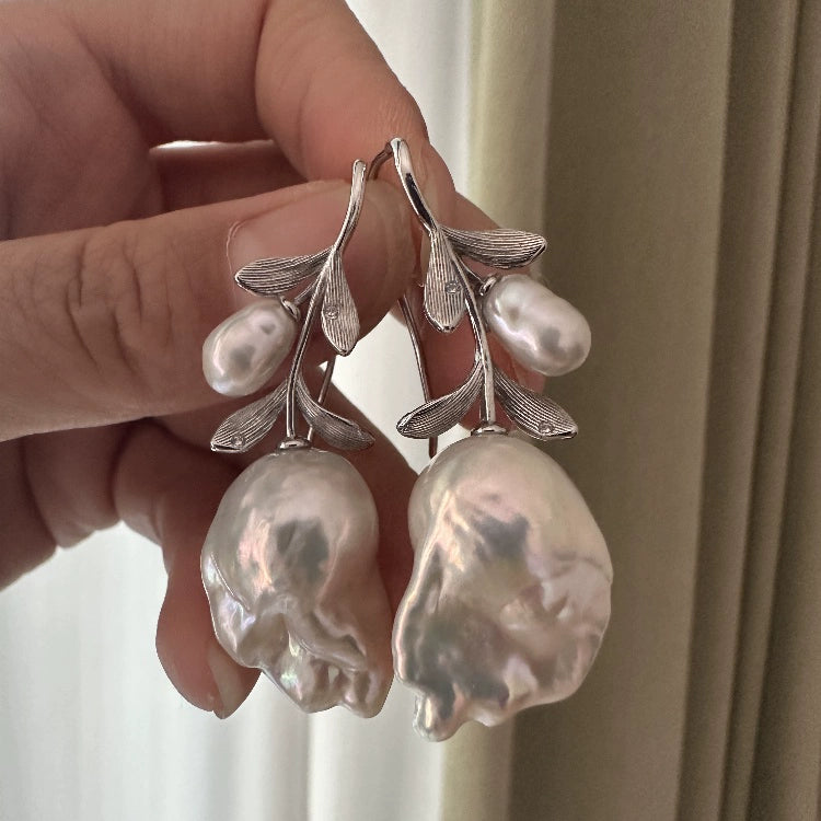 S925 Sterling Silver Leaf Branch Earring Setting