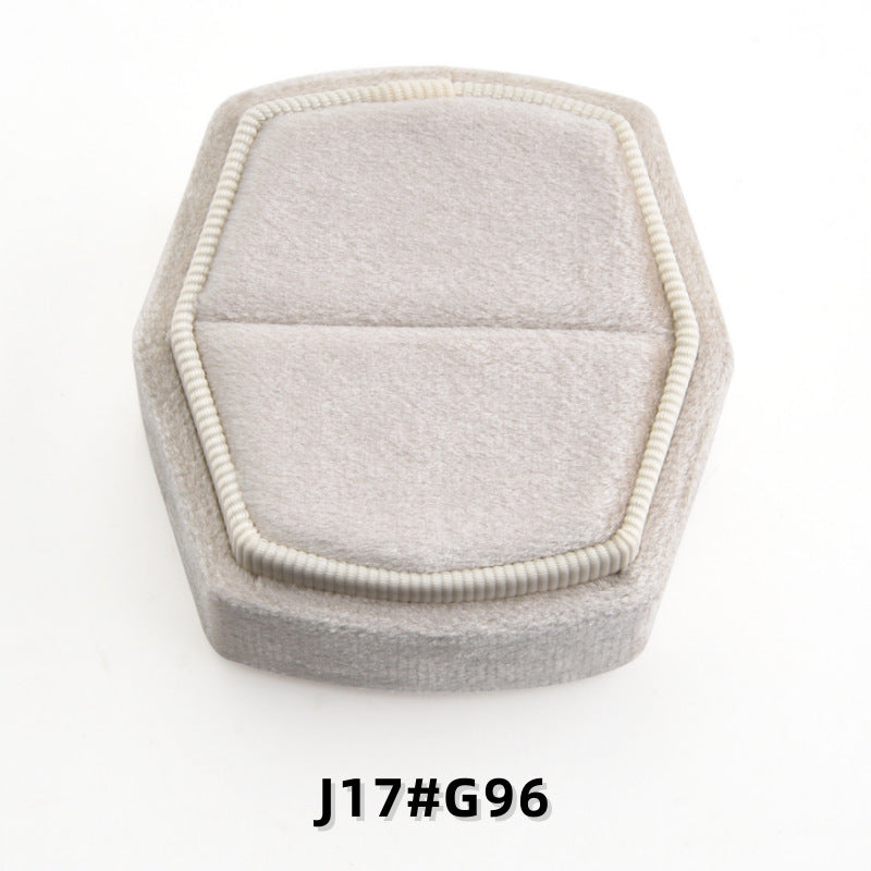 Hexagonal Velvet Ring Box with Lift-Off Lid，Elegant Engagement & Proposal Ring Holder, Wedding Photo Prop, Bridal Gift