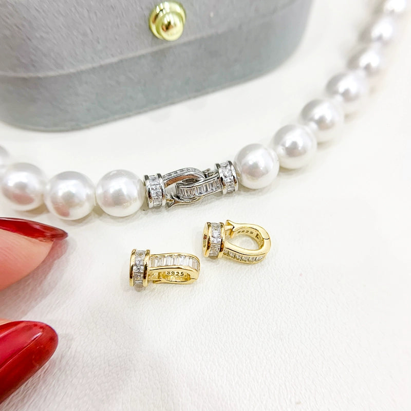S925 Sterling Silver Dainty Pearl Necklace Clasp for Jewelry Making