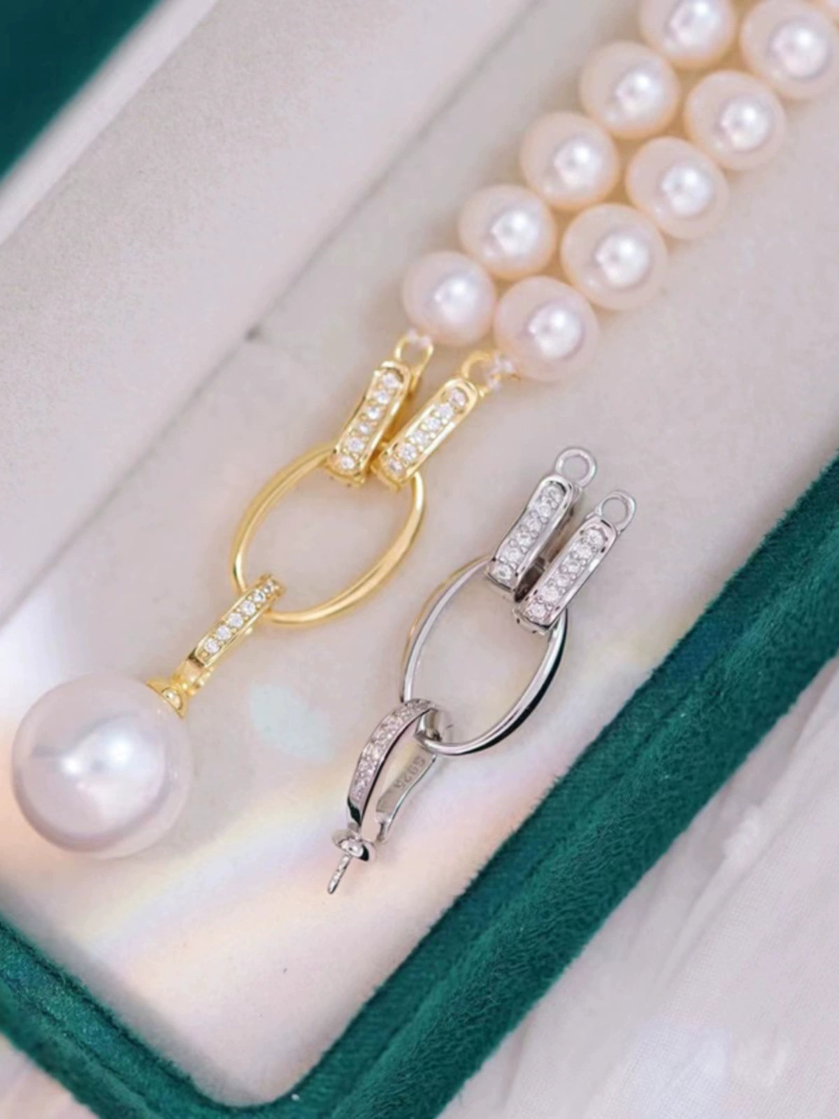 S925 Sterling Silver Oval Double Row Clasp for Charm Bracelet Necklace