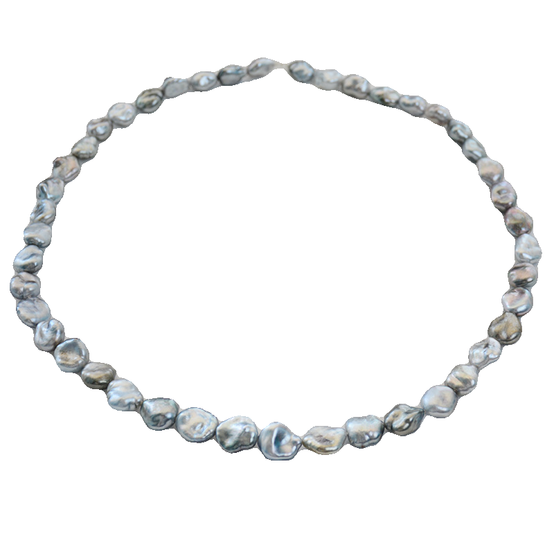 Tahitian Keshi Pearl Strand 8–11mm, Platinum Grey Baroque Pearls