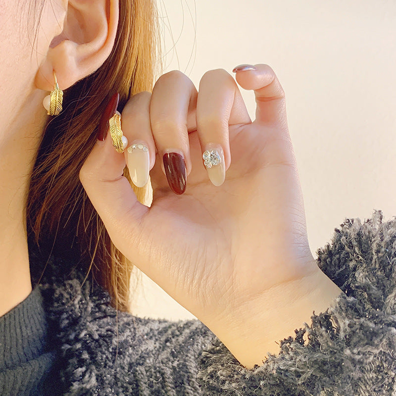 feather C-shaped earrings settings