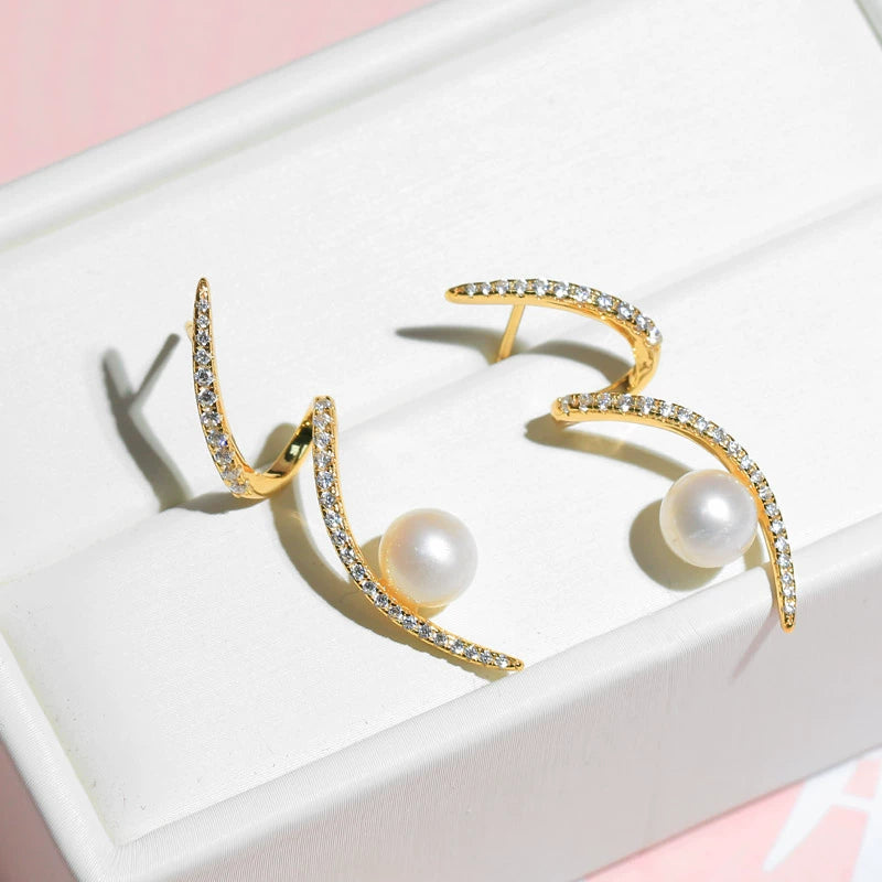 925 silver earring setting, simple pearl setting