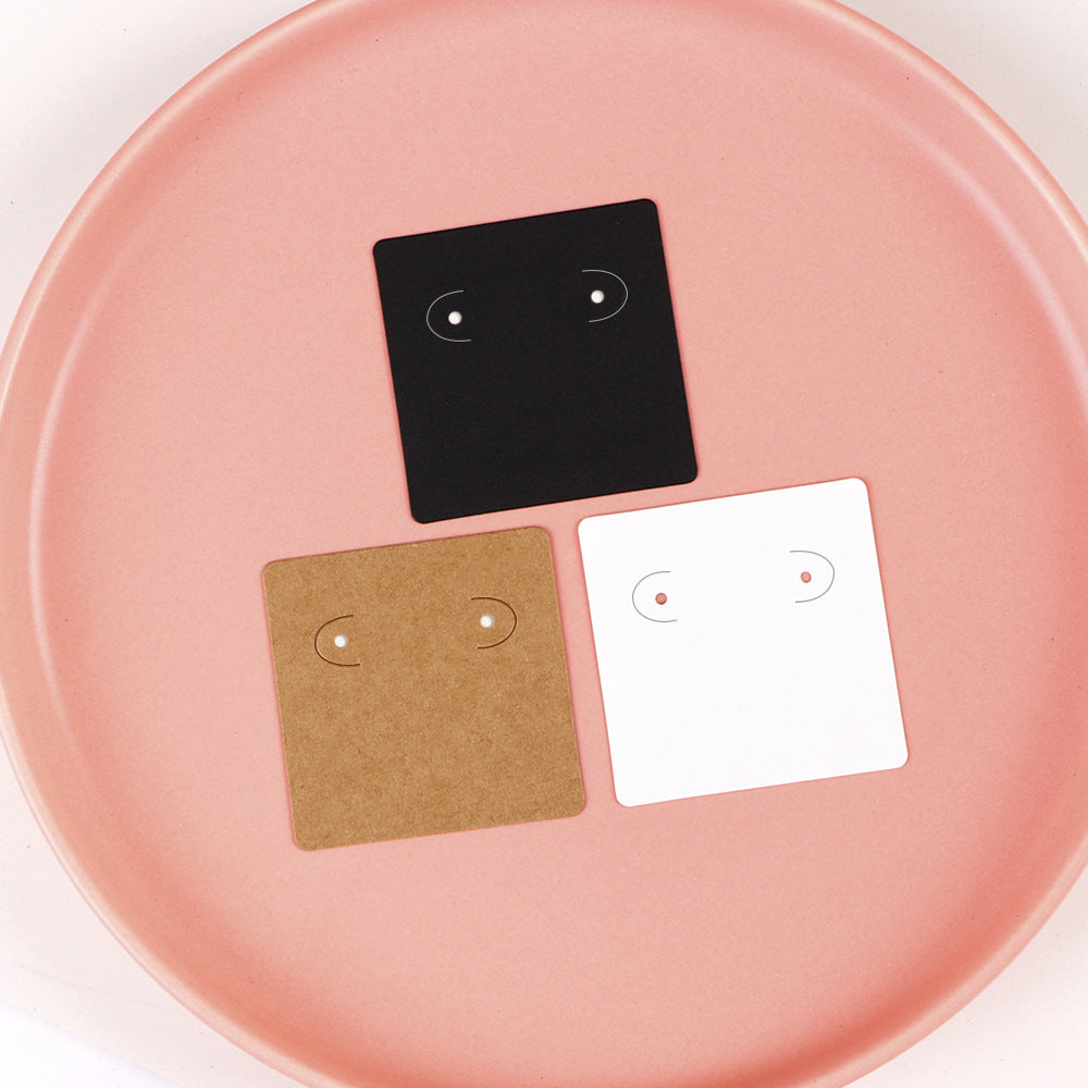 100pcs wholesale 5x5cm earring display cards with two holes for stud hoop jewelry black white paper cards small jewelry packaging