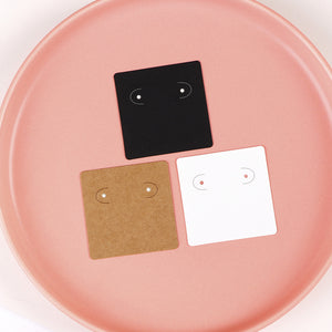 100pcs wholesale 5x5cm earring display cards with two holes for stud hoop jewelry black white paper cards small jewelry packaging