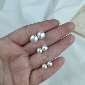 5A 18K Gold Earring Studs, Round White Freshwater Pearls 5–11mm, High Luster 5A Quality Natural Pearl Stud Earrings, Elegant Fine Jewelry