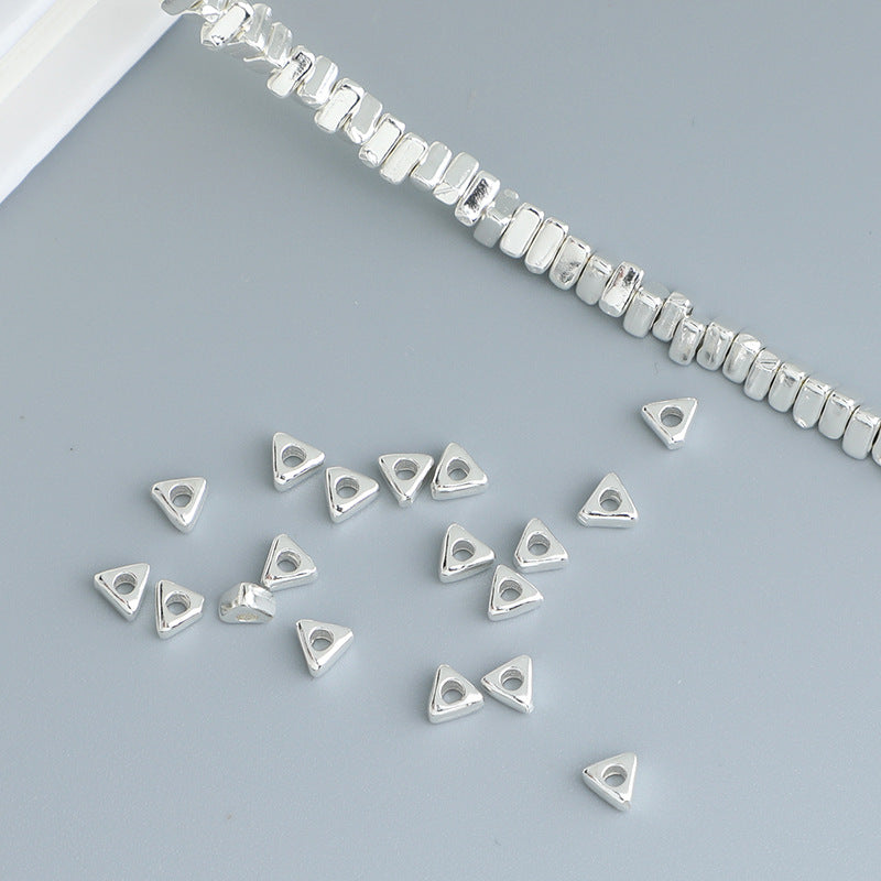 10pcs S925 Silver Triangle Spacer Beads