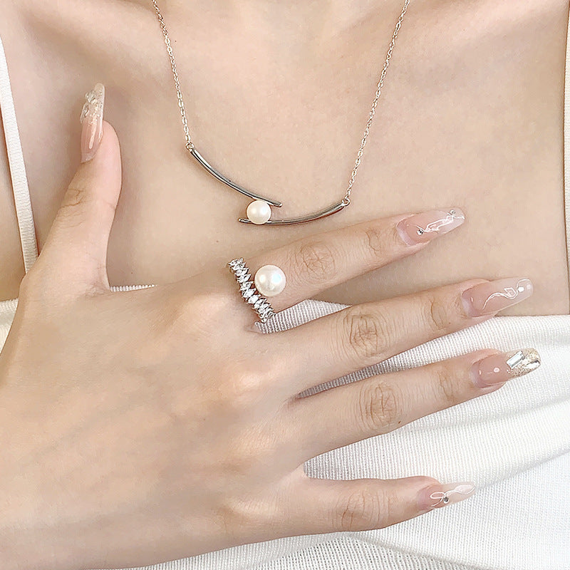 V shape pearl ring setting