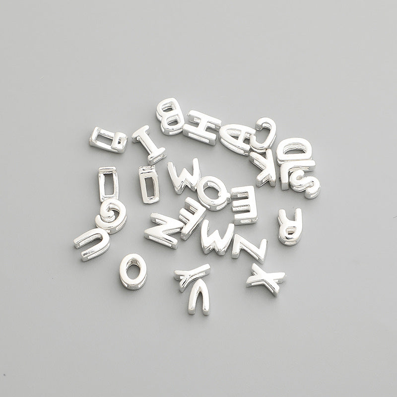 S925 Sterling Silver Alphabet Spacer Beads for DIY Bracelet Making