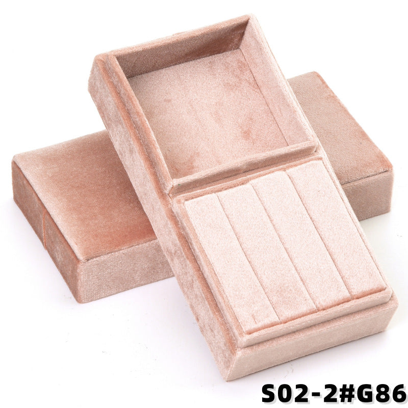 Rectangular Velvet Jewellery Box，Velvet Jewelry Box with Divided Compartments, Ring Slots & Bracelet Section, Vanity & Drawer Storage