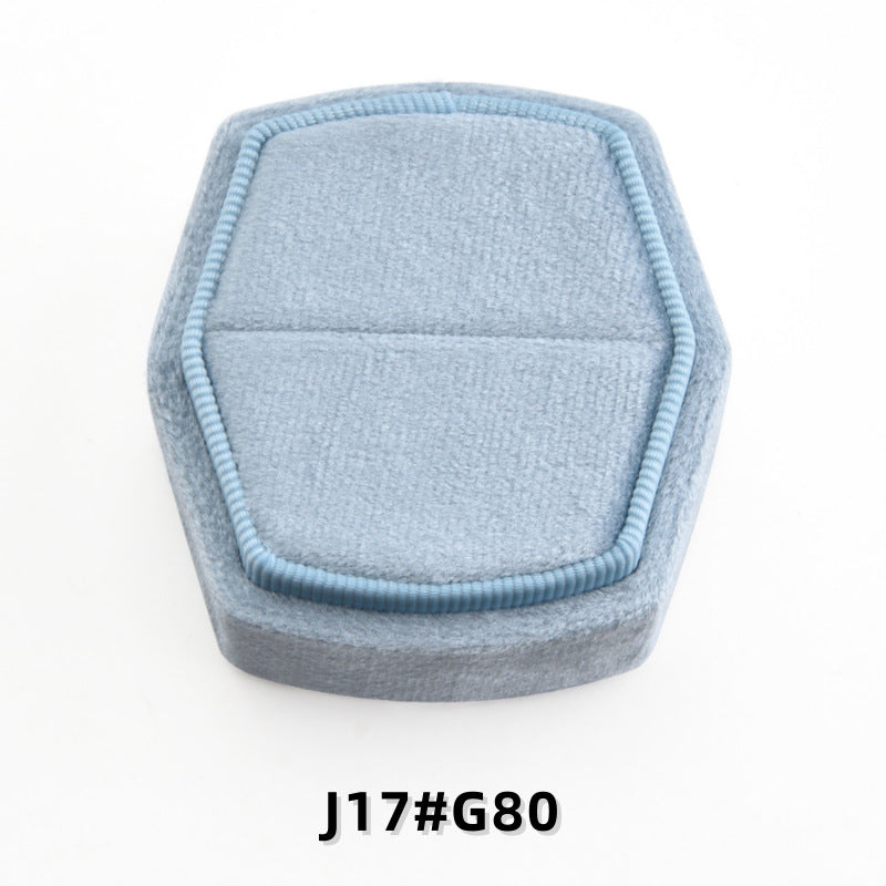Hexagonal Velvet Ring Box with Lift-Off Lid，Elegant Engagement & Proposal Ring Holder, Wedding Photo Prop, Bridal Gift