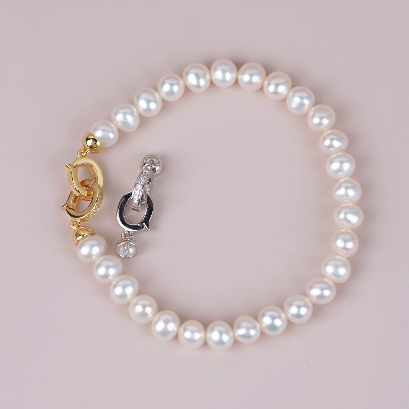 S925 Sterling Silver Double Circle Clasp for Jewelry Making