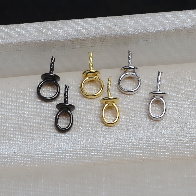 S925 Sterling Silver Simple Circle Pearl Pendant Setting for Jewelry Making