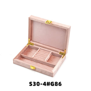 Velvet Jewelry Box with Gold Clasp, Multi-Compartment Organizer for Rings, Earrings & Necklaces, Vanity & Drawer Storage