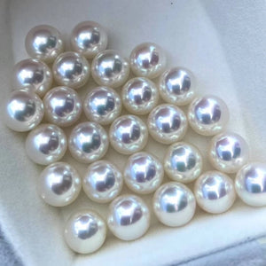 5A 4-10mm White Pink Overtone Akoya Pearl, Natural Round Saltwater Pearl High Luster Loose Pearl