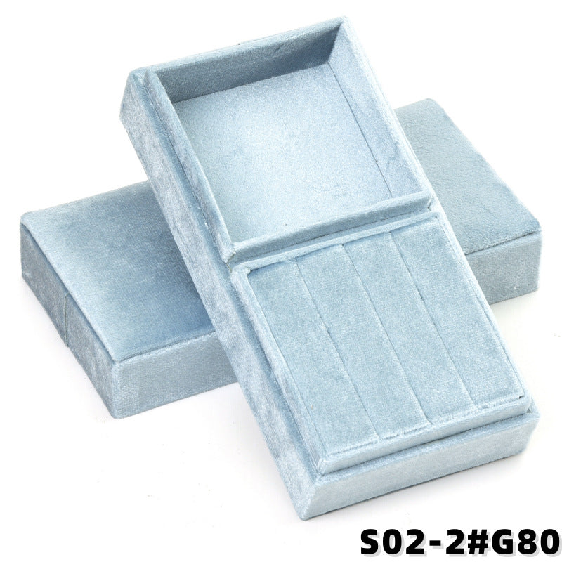 Rectangular Velvet Jewellery Box，Velvet Jewelry Box with Divided Compartments, Ring Slots & Bracelet Section, Vanity & Drawer Storage