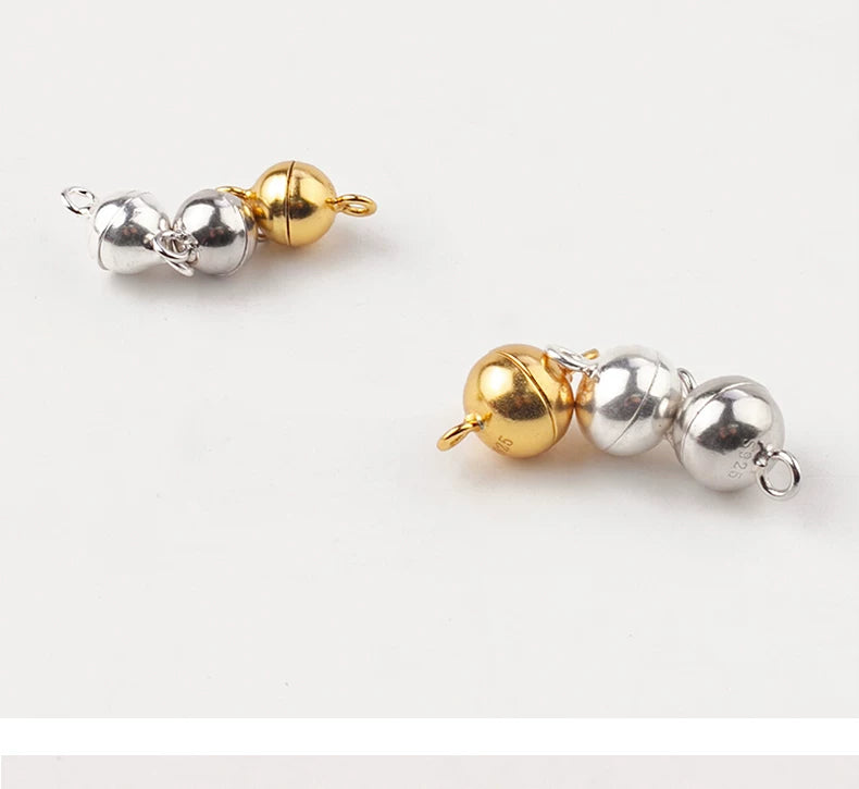 925 Sterling Silver Magnetic Clasp for Necklace and Bracelet, 6mm 8mm