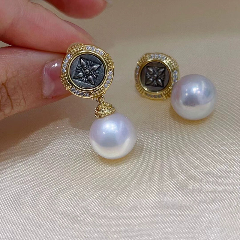 S925 Sterling Silver Gold Coin Earring Setting