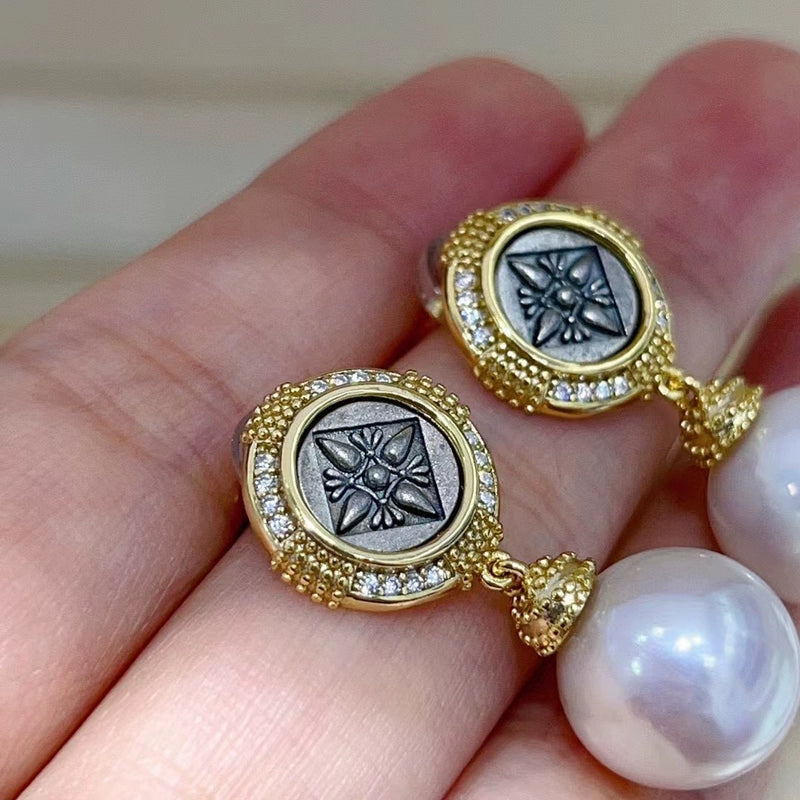 S925 Sterling Silver Gold Coin Earring Setting