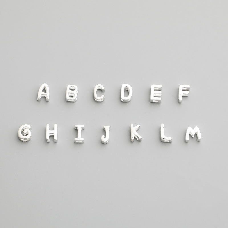 S925 Sterling Silver Alphabet Spacer Beads for DIY Bracelet Making
