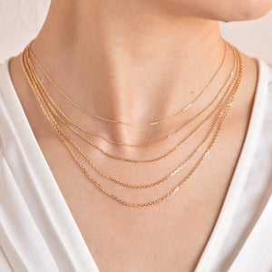 18K Gold Chain Necklace AU750, Adjustable Prime Cross Collarbone Chain Pin Style for Floating Pearl Pendant
