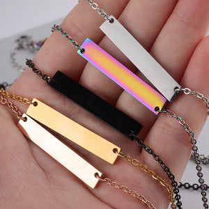 Titanium steel engravable bar geometric necklace