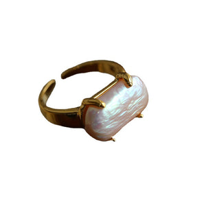 Prong-set Baroque Square Pearl Ring