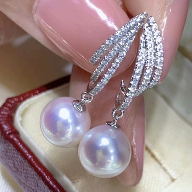 S925 Sterling Silver Earrings setting for 8-13mm baroque pearl