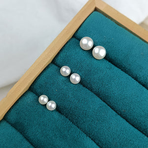 5A 18K Gold Earring Studs, Round White Freshwater Pearls 5–11mm, High Luster 5A Quality Natural Pearl Stud Earrings, Elegant Fine Jewelry