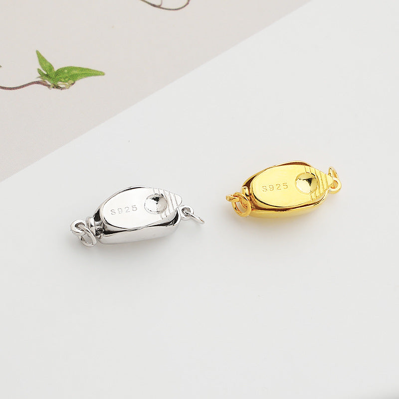 S925 Sterling Silver Ingot Buckle for DIY Bracelet & Necklace, 4 Sizes