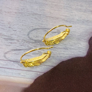 feather C-shaped earrings settings