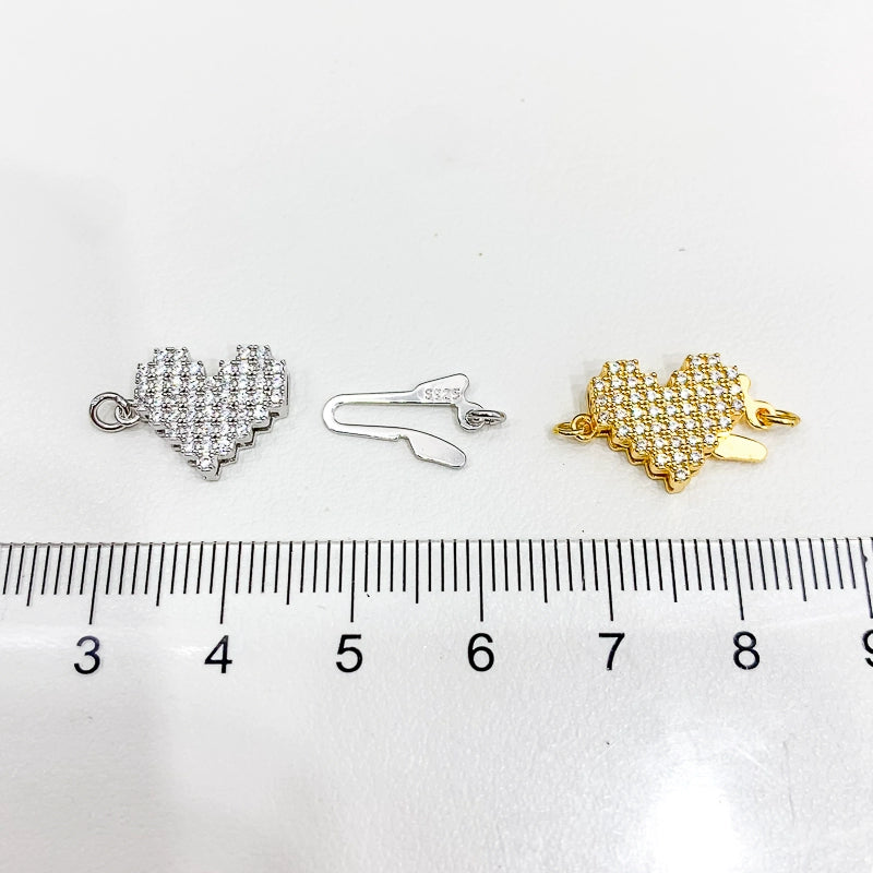 S925 Sterling Silver Shiny Heart-Shaped Clasp for Necklace Bracelet