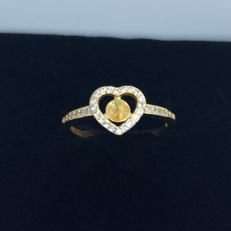 S925 Sterling Silver Heart Pearl Ring Setting