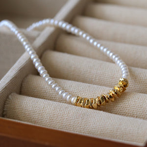Gold Mini Pearl Necklace