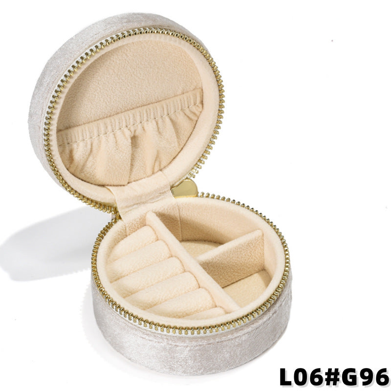 Round Velvet Travel Jewelry Case, Mini Zipper Organizer for Rings, Earrings & Necklaces, Bridesmaid Gift, Travel Accessory