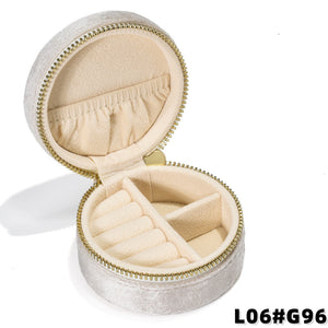 Round Velvet Travel Jewelry Case, Mini Zipper Organizer for Rings, Earrings & Necklaces, Bridesmaid Gift, Travel Accessory