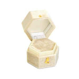 Hexagon Velvet Ring Box Green Wedding Proposal Ring Box