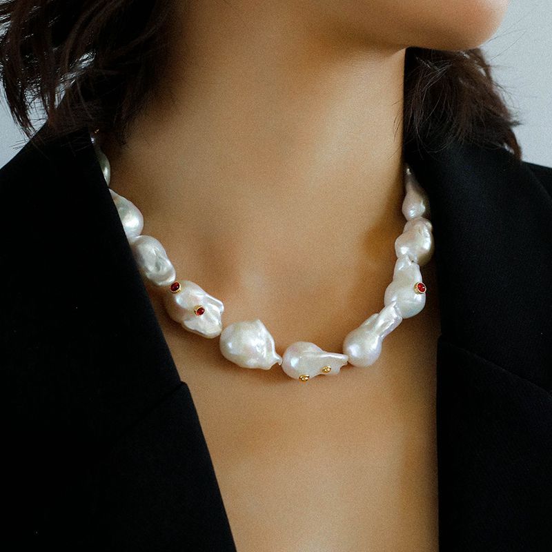 Exaggerated Baroque colored diamond Pearl Necklace