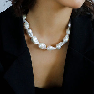 Exaggerated Baroque colored diamond Pearl Necklace