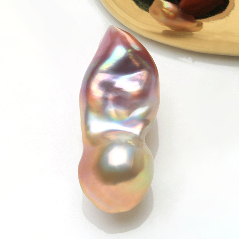 4A 11–12mm Avocado Baroque Freshwater Pearl, Iridescent Loose Bead