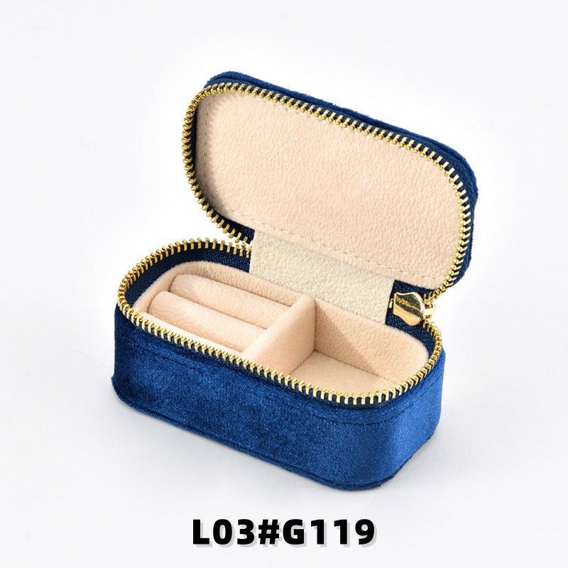 Velvet Mini Travel Jewelry Case, Zippered Organizer with Ring Slots for Rings & Earrings, Bridesmaid Gift & Travel Accessory