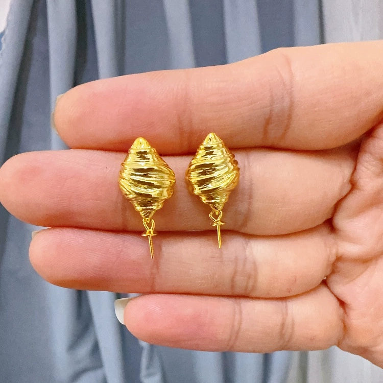 S925 Sterling Silver Textured Gold Earring Setting