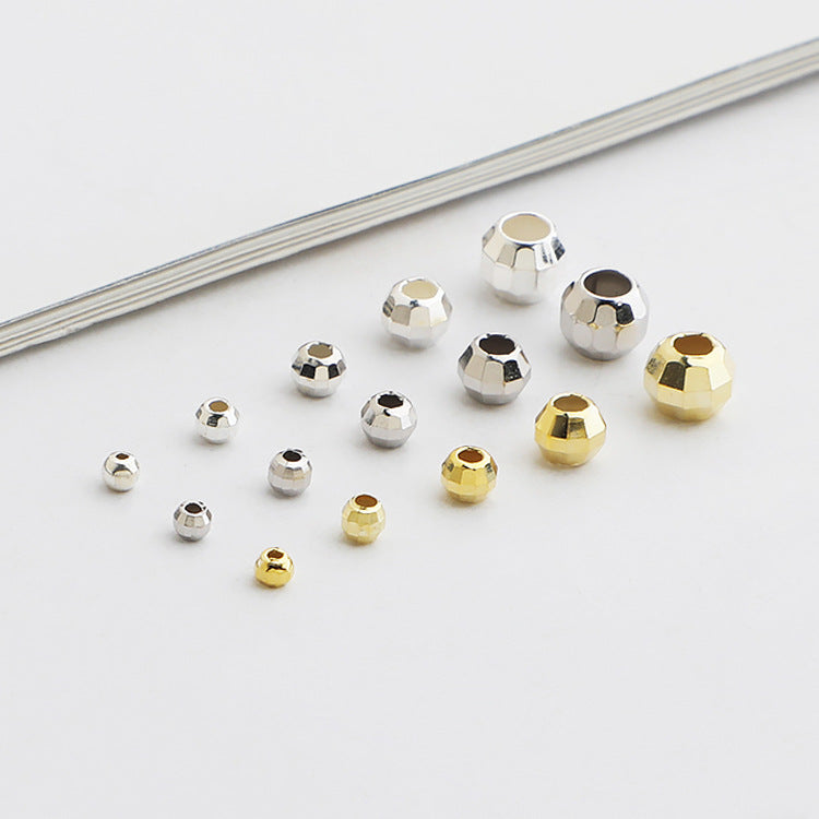 10pcs 2.5-5mm S925 Gold-Plated Faceted Spacer Beads  for DIY Jewelry Making