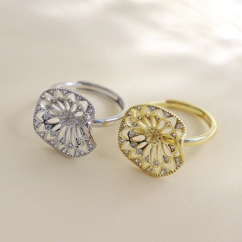 Vintage hollow pearl ring setting